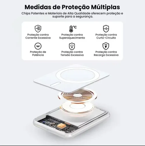 Carregador Portátil Indução para iPhone/Android Magsafe Apple Sem fio Bateria Carga 3000