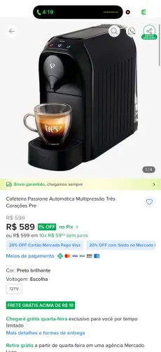 Cafeteira 3 corações nova