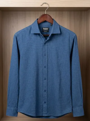 Camisa Azul Texturizada - Pazan (Tamanho M)