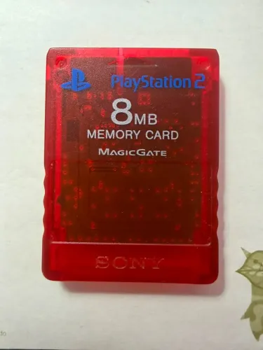 Memory Card PS2 Vermelho Translúcido Original Skeleton Red