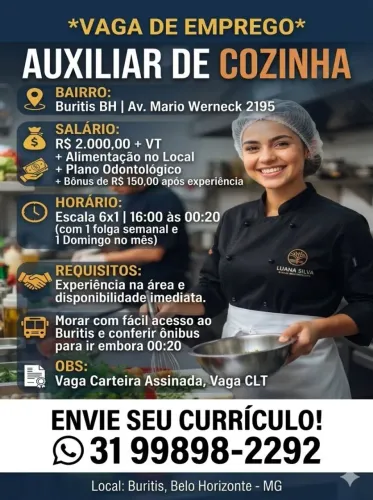 Auxiliar de cozinha buritis