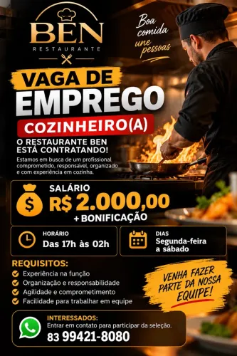 Vaga para cozinheiro