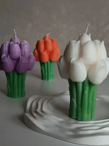 Vela aromática buque tulipas personalizada cor aroma lembracinha casamento artesanal