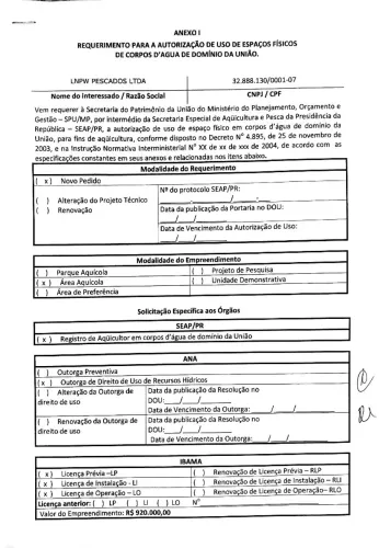 PSICULTURA LICENÇA LAGO DAS BRISAS CORUMBAIBA PONTE QUINCA MARIANO