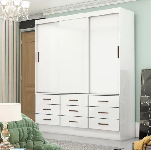 Guarda-Roupa Áureo 1,62 m com 3 Portas de Correr