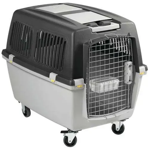 Caixa de Transporte Chalesco Gulliver Cinza Com Rodinhas Para Cães e Gatos