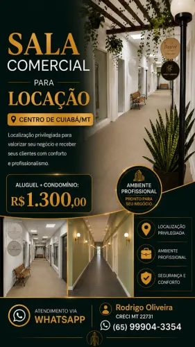 ? Sala Comercial para Locação - Excelente Oportunidade no Centro de Cuiabá/MT!