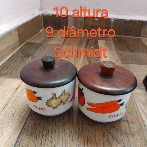 2 potinhos de temperos porcelana Schmidt