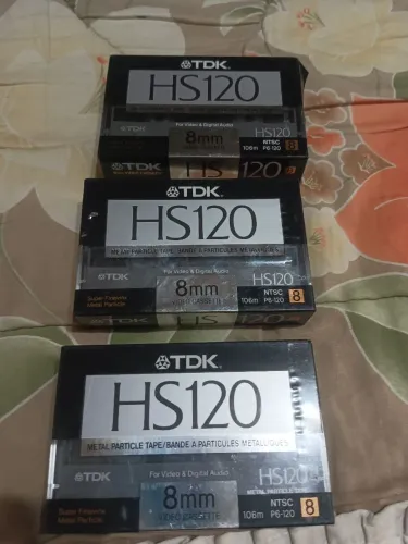 3 fitas cassete tdk hs 120 8mm, leia o anúncio