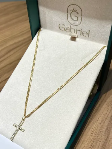 Cordão de ouro com pingente cruz 4.45g ( LOJA FÍSICA )