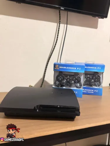 PS3 Slim Desbloqueado Com jogos e 2 Controles (Aceito Cartão | C/ Garantia)