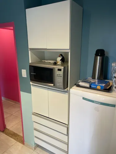 Torre armário de parede para cozinha com gavetas em mdf branco 200x65x40