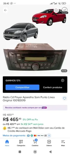 SOM COM MOLDURA ORIGINAL FIAT LINEA ABSOLUTE