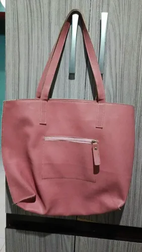 Bolsa Lona forrada rosê grande