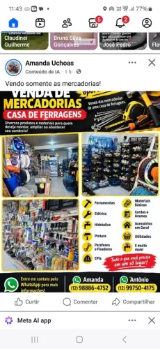 Vendo mercadoria para casa de ferragens