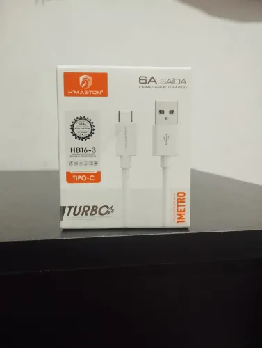 Cabo USB Tipo-C H'Maston HB16-3 1 Metro - Carregamento Rápido 6A