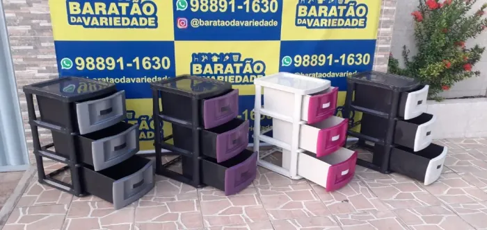 PROMOÇÃO GAVETEIRO LISO 3 GAVETAS FORPLAST