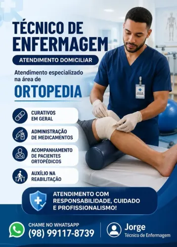Técnico em enfermagem na área da ortopedia.