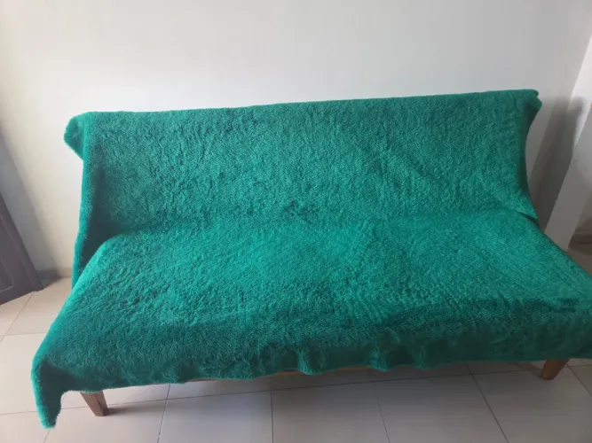 Sofá cama verde com capa