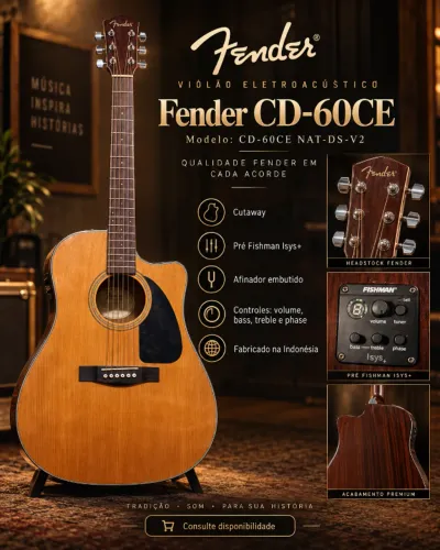 violão fender CD-60CE / MODELO CD-60CE NAT-DS-V2