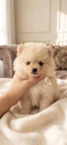 Filhotes de lulu da Pomerania vacinados machos