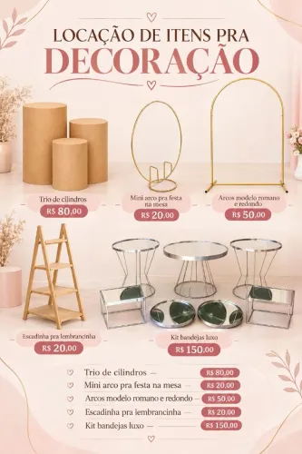 Locação de itens pra decoração de festa
