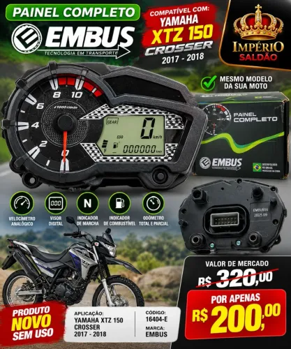 painel completo Embus para Yamaha XTZ 150 Crosser 2017-2018, código 16404-E