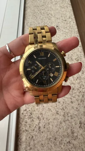 Relógio Technos Cronógrafo Dourado Original - 10 ATM