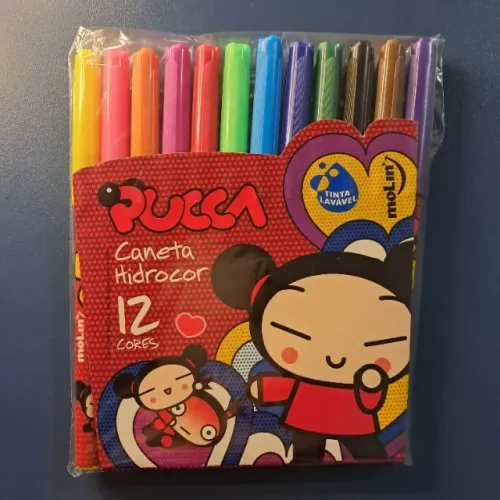 Caneta Hidrocor (canetinha) Pucca 12 cores vintage
