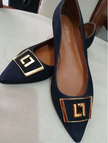 Sapatilha bico fino Luz da Lua azul marinho Nunca usada