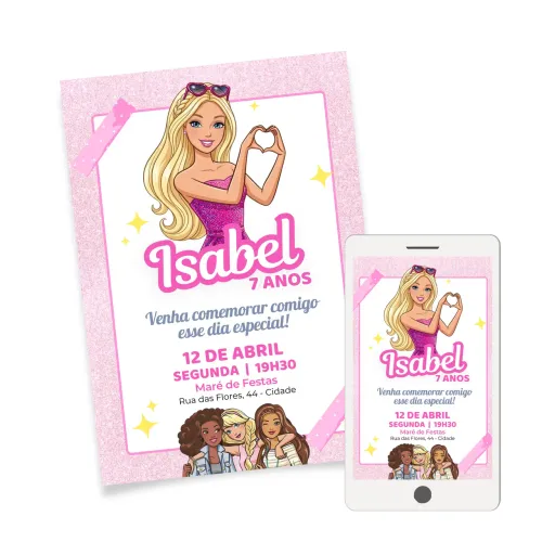 Convite Digital Barbie 