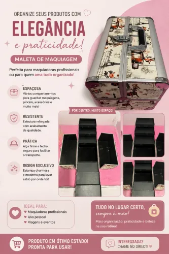 VENDO MALETA ESTILO PARISIENSE PARA MAQUIAGEM E ESMALTES - LINDA E SUPER ESPAÇOSA!