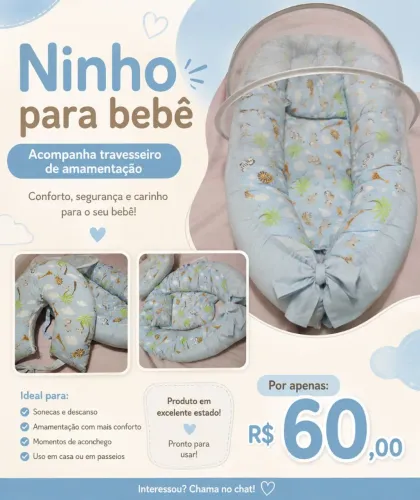 Ninho para Bebê + Travesseiro de Amamentação