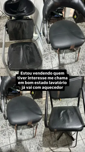 Estou vendendo cadeira e lavatório pra salão banco de espera