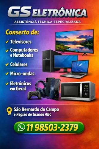 Consertamos tvs, sons, Air fryer, microndas caixas amplificadas retiramos na regiao do Abc