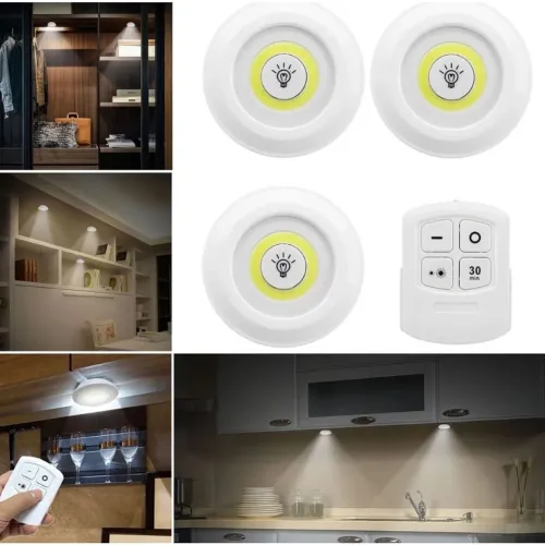 Kit 3 Luminária Led Branco Quente/ Frio com Controle Remoto Sem Fio