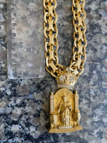Corrente moeda antiga fecho de gaveta 18k pingente Jesus com diamantes aceito proposta