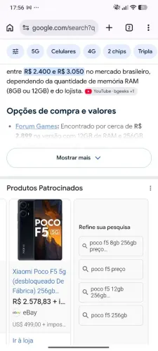 Celular Poço F5 Xaiomi