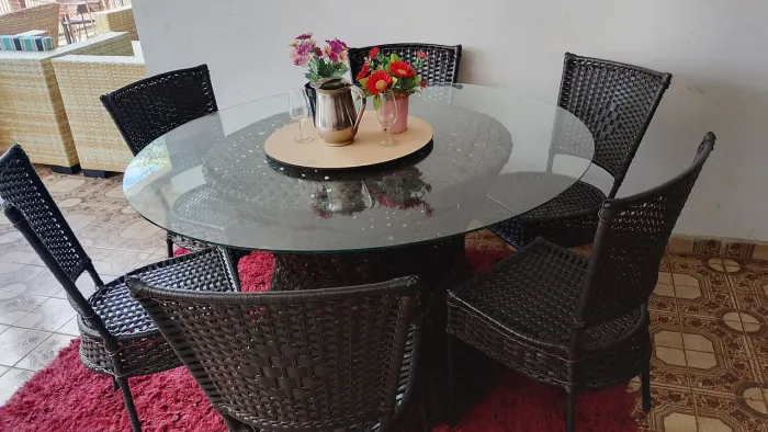 Jogo de mesa de vime sintético 