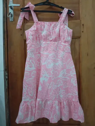 vestido feminino rosa floral p