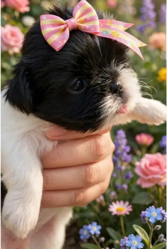 Linda Shih-tzu Panda porte pequeno muito fofa.