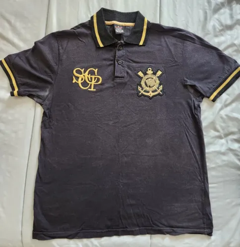 Camisa Polo Corinthians Preta e Dourada