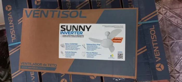 Ventilador de Teto Ventisol Sunny Inverter Novo c/ Controle Remoto 127V/220V