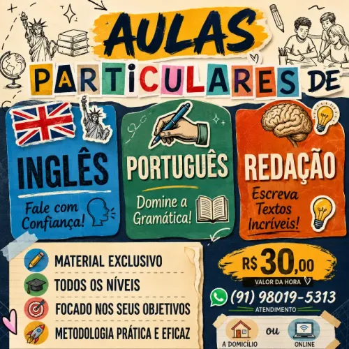 Aulas particulares de Inglês, Português e Redação