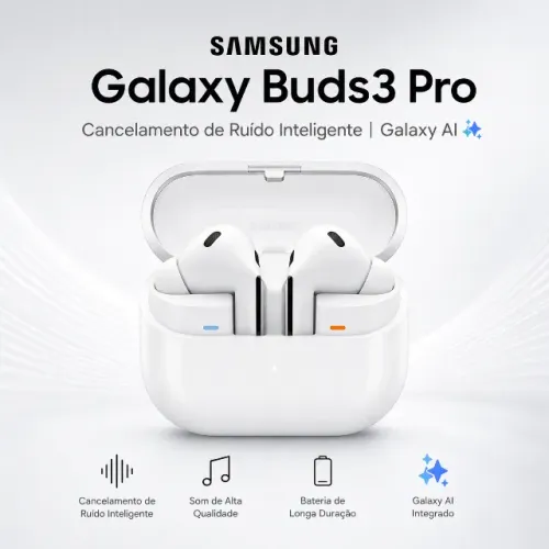 Fone de Ouvido Samsung Galaxy Buds3 Pro Cancelamento de Ruído Inteligente, Galaxy AI