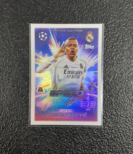 carta kylian mbappé speed strike limited edition + 5 cartas aleatórias diferentes topps or