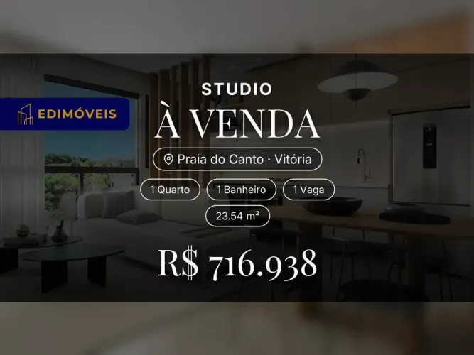 Praia do Canto: Studio 1 quarto com infraestrutura moderna e serviços premium