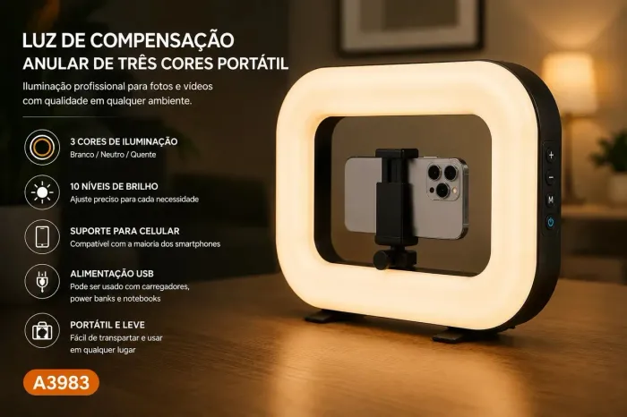 Ring Light Luz Led Profissional Para Celular Recarregavel