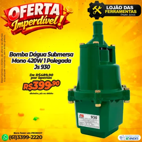 Bomba Dágua Submersa Mono 420W 1 Polegada Js 930 