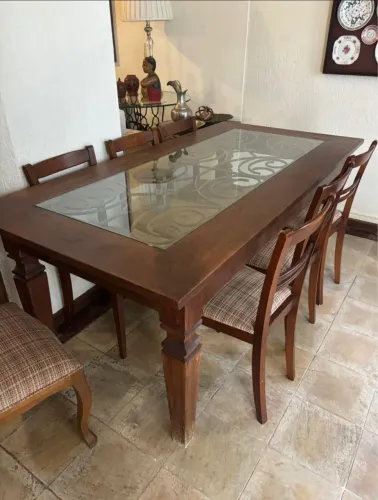 Mesa madeira com ferro 